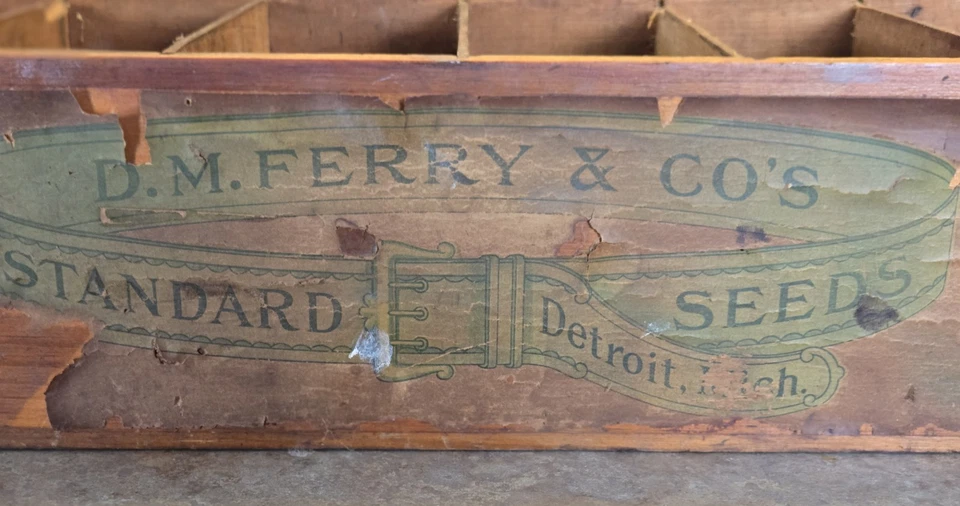 Antiguo D.M. Ferry & Co. Caja de semillas, caja de semillas de exhibición de tienda  Foto 4 de 4