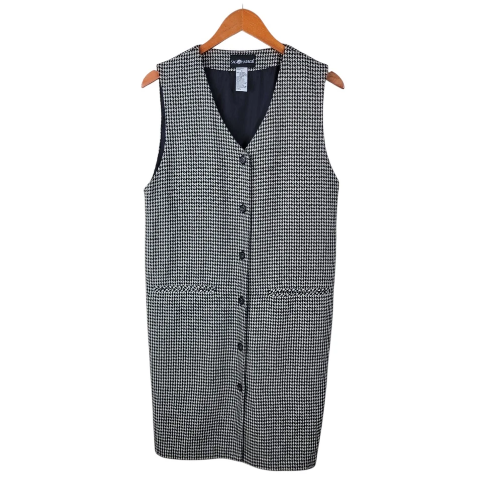 Vestido tipo jersey vintage 8 lana academia hasta la rodilla pata de gallo abotonada Foto 2 de 4