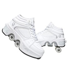 Double-Row Deform Wheel Automatic Walking Shoes Invisible Roller Skates Size 5