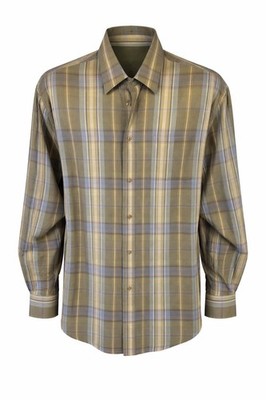 Tom James Mens Large Plaid Shirt 75% Silk Board Shirt Luxury Dress Button Golf 