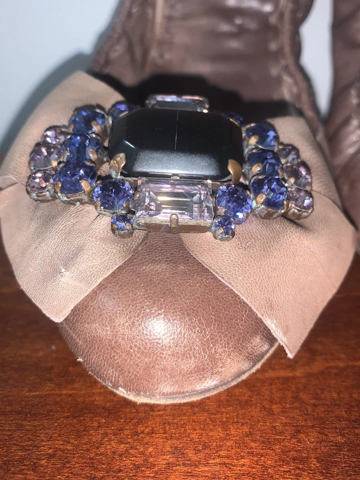 Zapatos planos de ballet MIU MIU Prada gemas joyas moño marrón tostado talla 38/8 Foto 3 de 4