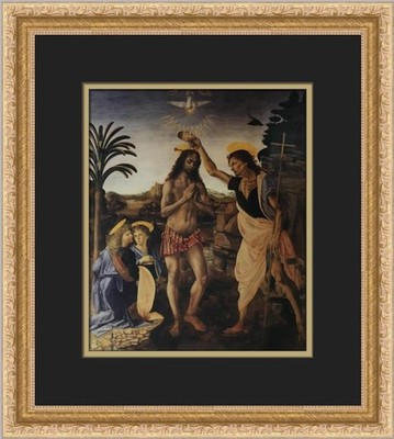 Leonardo Da Vinci The Baptism of Christ Custom Framed Print