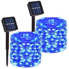 2 Pack Total 200 LED 66FT Solar Powered Copper Wire String Lights Outdoor, Wa...