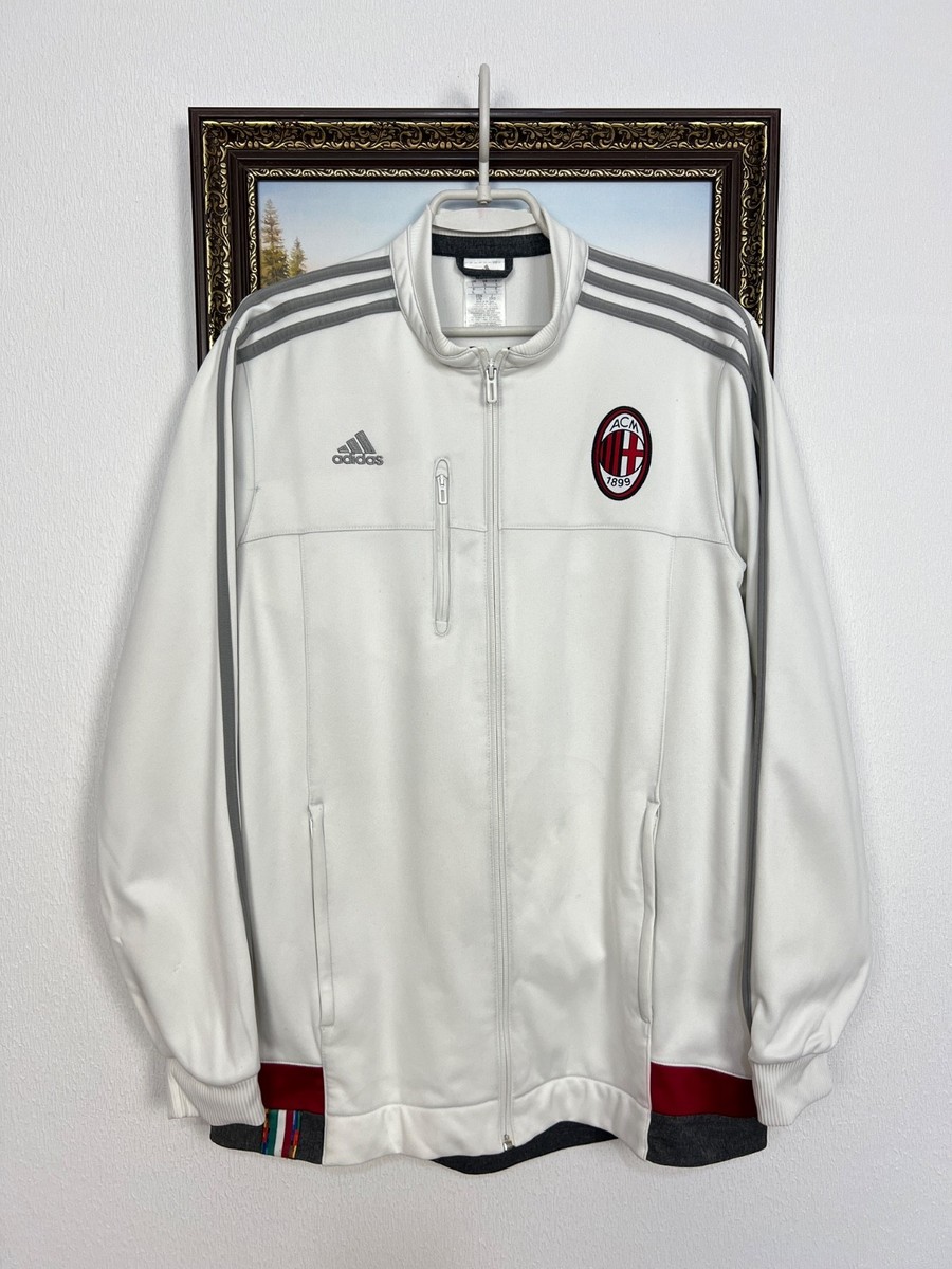 Adidas AC Milan Football White Mens Jacket Soccer Maglia Track Top