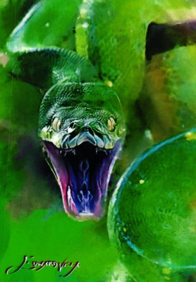 Green Tree Python Authentic Artist Signed Limited Edition Print Card 7 of 50