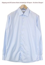 SUITSUPPLY Men's Formal Shirt 43/17 Blue Pure Cotton formal Long Sleeve Slim Fit