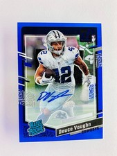 2023 Panini Clearly Donruss Deuce Vaughn Blue Rated Rookie Autograph 04/99