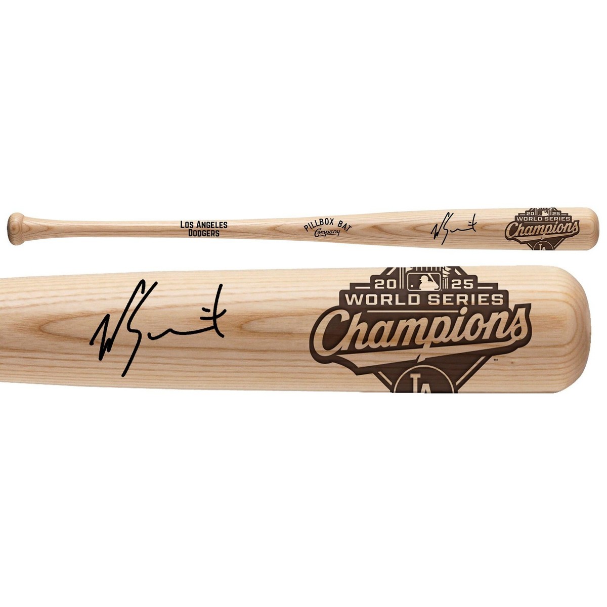 Will Smith Dodgers Signed 2025 MLB World Series Champs Pillbox Bat