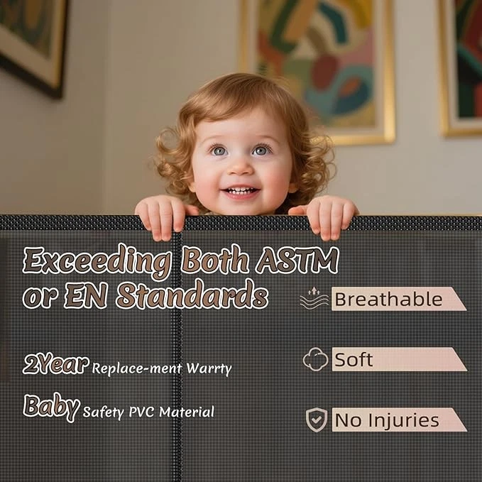 120英寸可伸缩狗门屋超宽婴儿门超宽-黑色 — 第 3/4 张图片