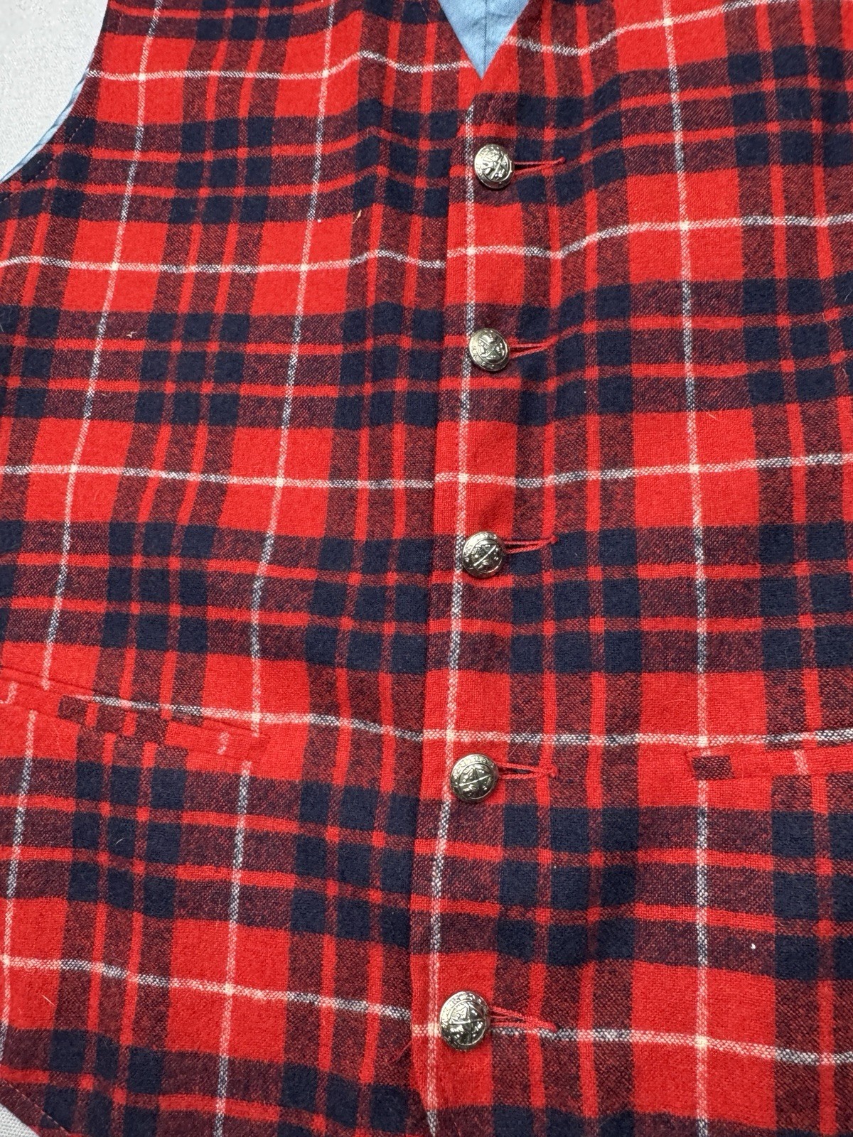 Vintage Pendleton Plaid Red Wool Button Up Vest S… - image 5