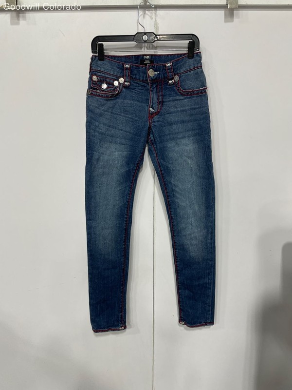 True Religion Mens Rocco Blue Relaxed Fit Denim Skinny Leg Jeans Size 28