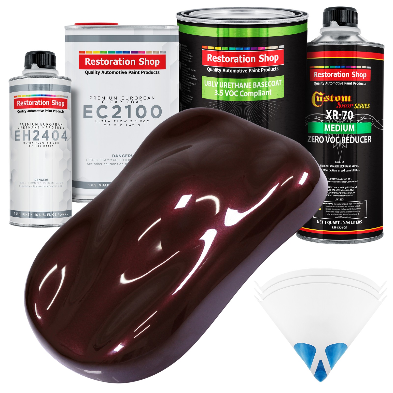 Molten Red Metallic LOW VOC Urethane Basecoat Quart Kit & European Clear Coat