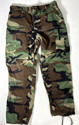 US Army Combat Trouser Woodland Camo Ripstop Cargo 33''W x 29''L Medium Short