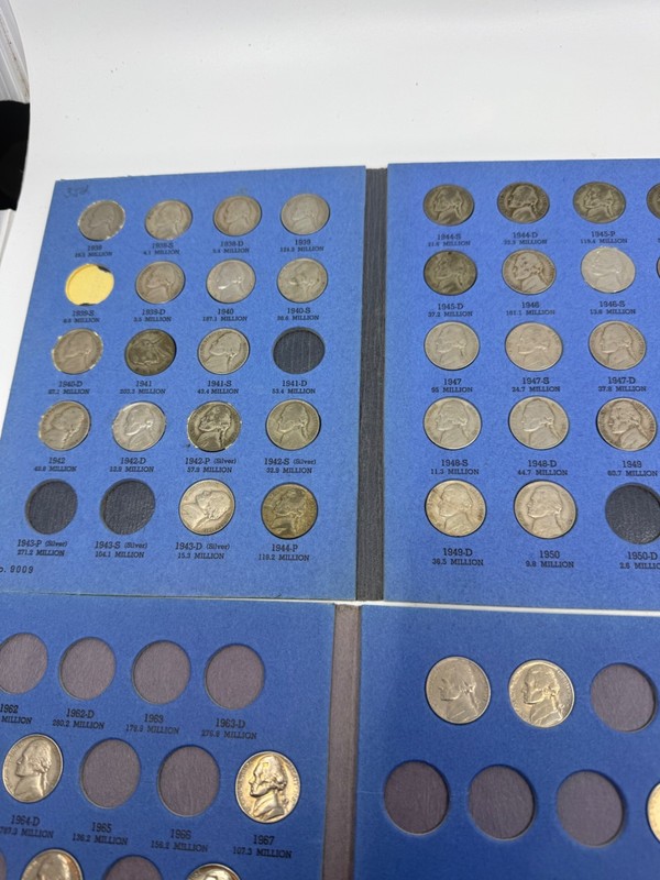 2 VINTAGE PARTIAL WHITMAN COIN BOOKS JEFFERSON NICKEL  0.05c US COIN