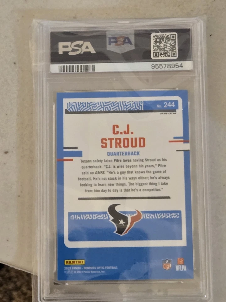 CJ Stroud 2023 Optic Holo Prizm Rated Rookie #244 - PSA 10 - Texans - Image 2 of 2