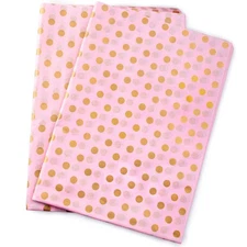 Pink with Gold Polka Dot Tissue Paper Bulk,20" x 28",Pink Tissue Paper for Gi...