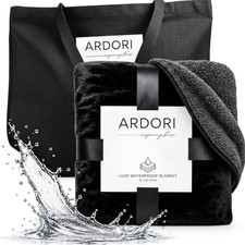 King Size Waterproof Blanket for Bed, Black  Gray Absorbent Fleece 82X82" 