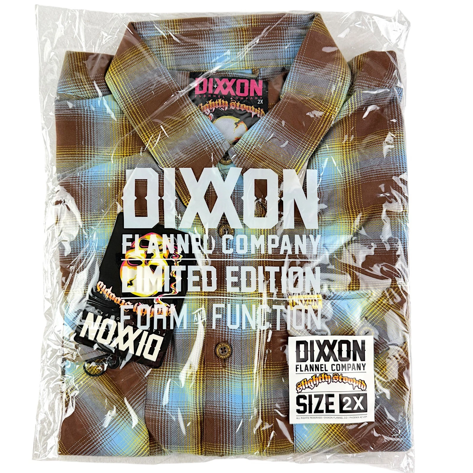DIXXON Flannel "Slightly Stoopid" Men's 2XL XXL Plaid Collab Band Button Shirt