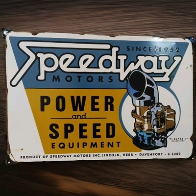 Speedway Motors Vintage Blechschild Sammlung, Power und Speed Garage Dekoration