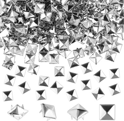500 Pcs 10 Mm Studs for Clothing, Square Silver Pyramid Studs Spikes
