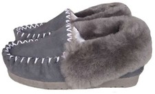 Moccasins Slippers GREY Australian Sheepskin Wool Fleece Plush 4-14 Ugg Mocassin
