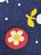 Vintage Flower Power Denim Fabric 68 in Long X 36 in Wide Groovy Navy w/Flowers