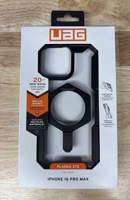 UAG Plasma XTE Kickstand MagSafe Phone Case For iPhone 16 Pro Max, Black/Clear