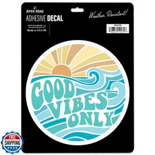 Good Vibes Only Adhesive Vinyl Decal - Beach Themed Motivational Sticker for