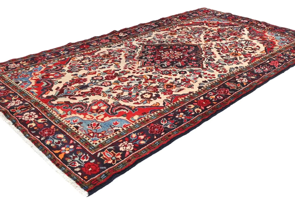 Alfombra tribal vintage crema hecha a mano 5X9 pies entrada oriental decoración del hogar alfombra Foto 3 de 4