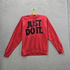 Nike Men Hoodie M Red Fleece Just Do It BV5109-657 Graphic Logo Pullover