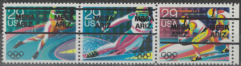 ARIZONA PRECANCELS, COMMEMORATIVES, WINTER SPORTS, MESA, TYPE L-1 HS, 5 DIFF.