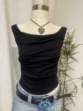 Black Knit Off-the-Shoulder Sleeveless Tank Top Women