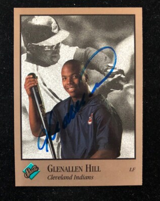 GLENALLEN HILL 1992 LEAF STUDIO AUTOGRAPHED SIGNED AUTO BASEBALL CARD 166 INDIAN