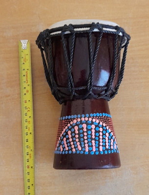 Vintage Holz Afrikanische Djembe Bongo Trommel Handbemalt Top Zustand