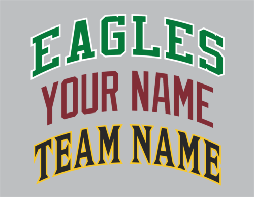 Custom Arched Team Name Lettering Tackle Twill Pro Cut for Uniform Jersey Shirt