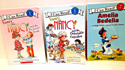 Lot of 3 I CAN READ Books 2 Fancy Nancy & 1 Amelia Bedelia Paperbacks Kids Books