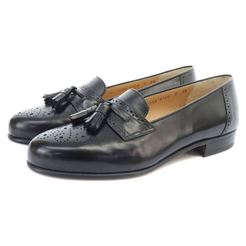 Salvatore Ferragamo Medallion Tassel Loafers Leather Low Heels 7 24.5cm Used - 第 1/8 張圖片