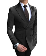 Suit Men's 2pcs Groomsmen Wedding Dress Slim Formal Casual Business Coat pants