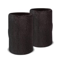 Solid Black Doublewide Tennis Wristbands Sweatbands Basketball 5" L x 3" Wide