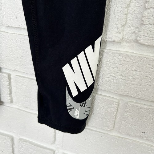 Nike Athletic Leggings Youth Girls XL Black Nike Swoosh On Ankle - Picture 3 of 9