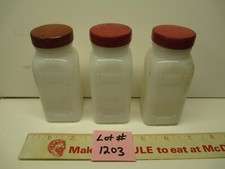 VINTAGE GRIFFITHS MILK GLASS SPICE JAR SET 3 LOT 1203