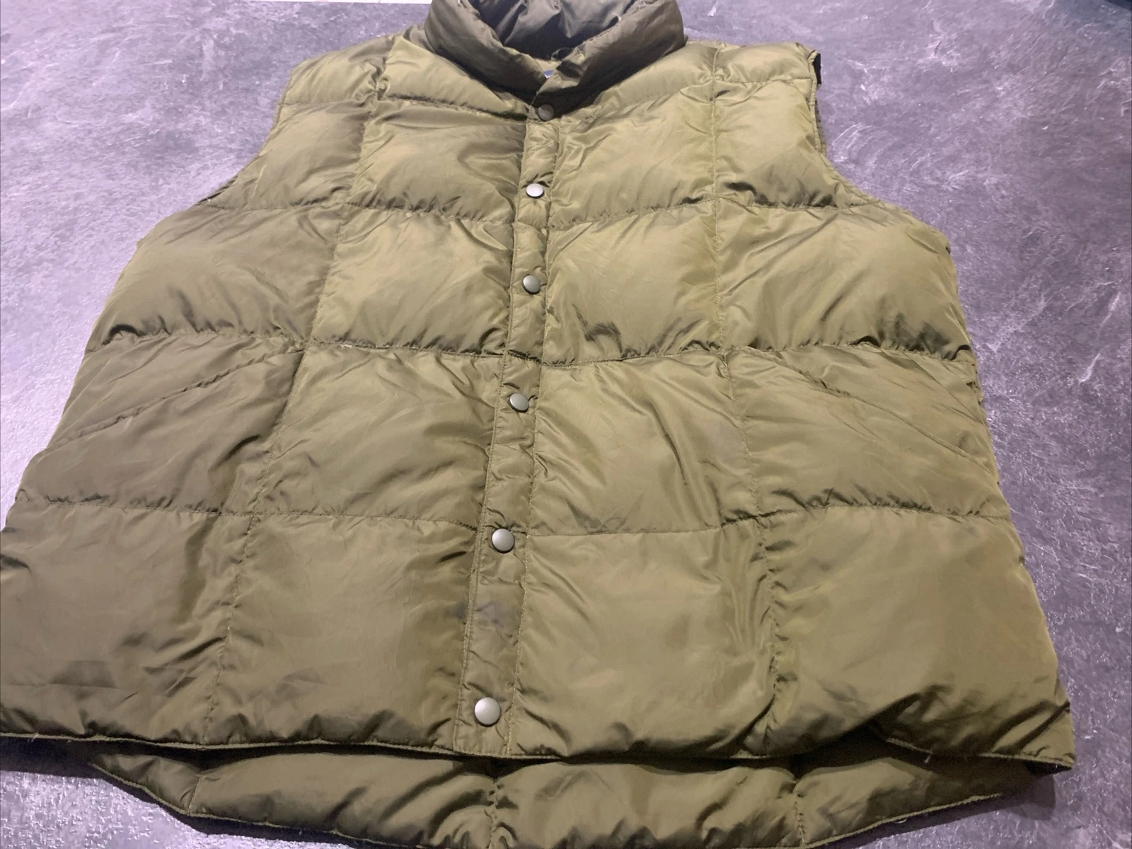 Vintage Lands End Mens XL 46-48 Green Quilted Puffer Goose Down Nylon Vest