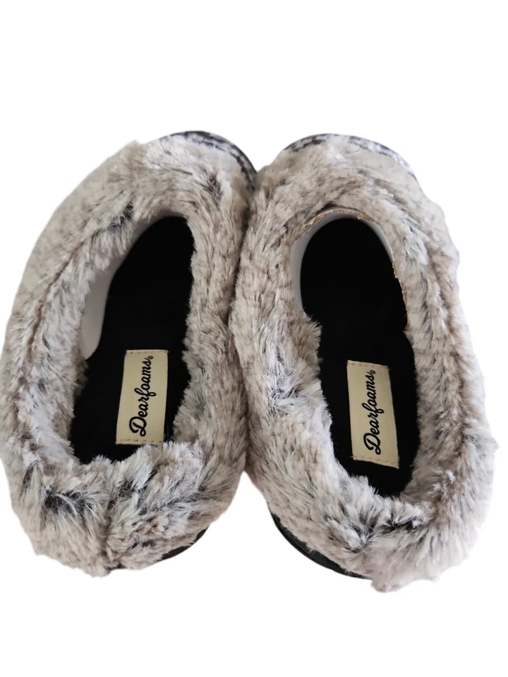 Zapatillas para mujer Dearfoams de espuma viscoelástica talla S 5-6 negras multi polar antideslizantes Foto 3 de 4