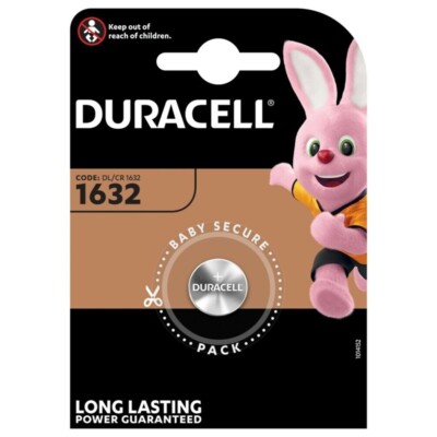 3x Lithium-Knopfzelle CR1632 3V 130mAh ø16x3,2 mm DL1632-BG1 von Duracell