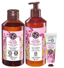 Yves Rocher Meadow Flowers Gel, Milk, Cream Gift Kit Bath Body Routine Set