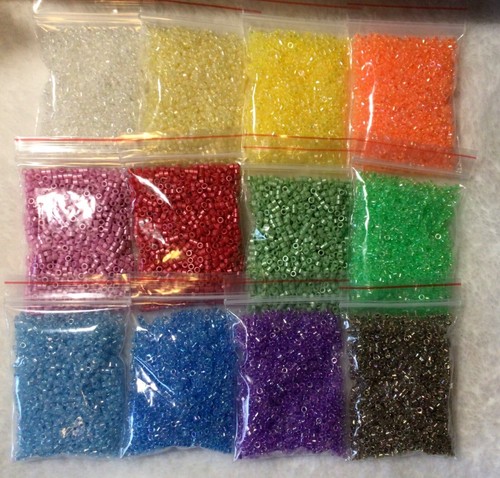 Wholesale Lot 240g Cylinder Glass Seed Beads Free Ship 12 Colors Loom Brick Art - Picture 1 of 7