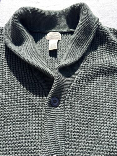 LL Bean Men's 100% Organic Cotton Waffle Sweater, Cardigan XL Dark Pine - Picture 6 of 20