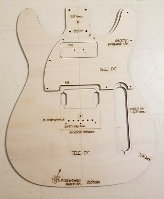 Custom Tele DC HB/P90 Guitar Body Template 4Tele Neck 3ply TDC01