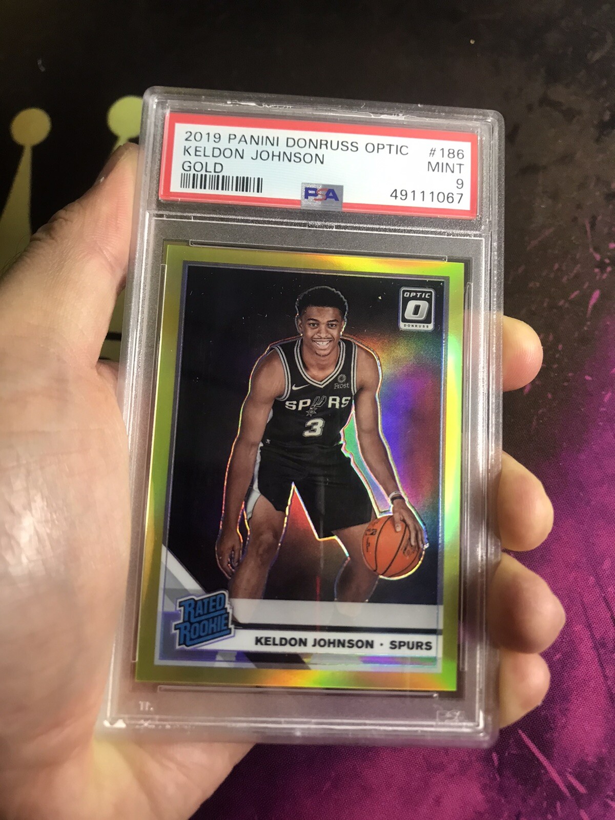 2019 Donruss Optic Keldon Johnson #186 Rookie Gold /10 PSA 9