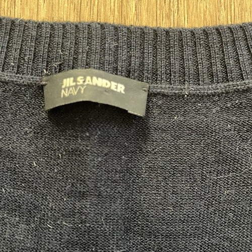 JIL SANDER Navy Med Women's Sweater Navy Gray Metallic Wool Crew Neck Pullover - Picture 4 of 6